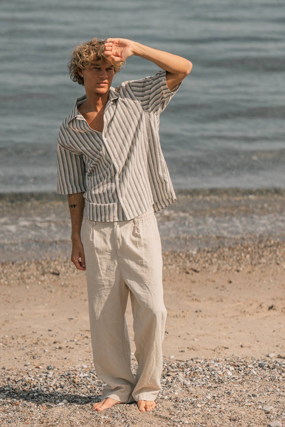 Baggy Hørbukser Beige | Skagen-clothing.dk